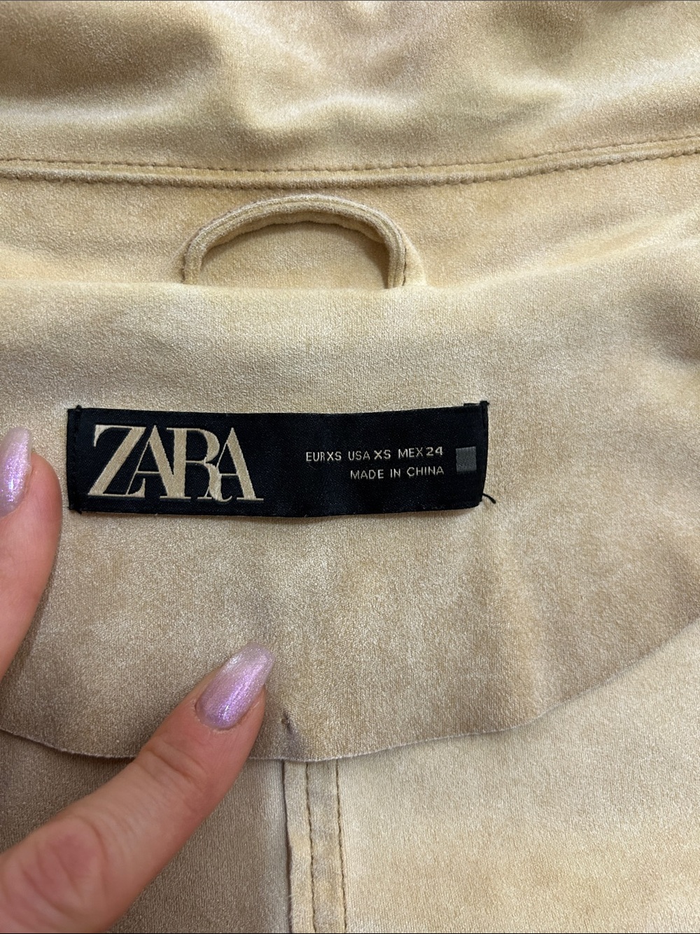 ZARA Cropped Faux Suede Trench Coat XS – Boxy Loose Fit, Chic Jacket - Picture 4 of 6